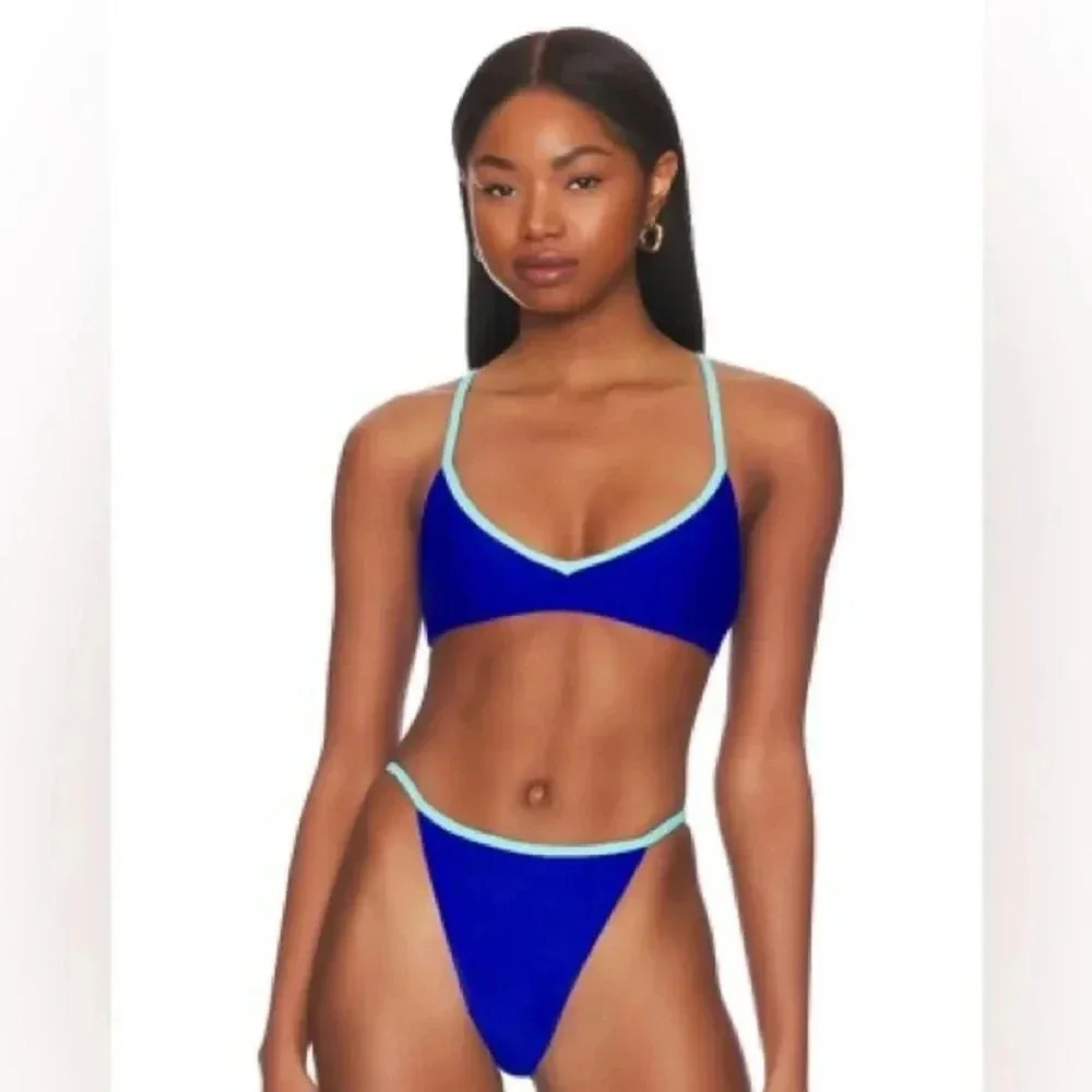 House Of Harlow Zyla Bikini Set in Blue and Teal